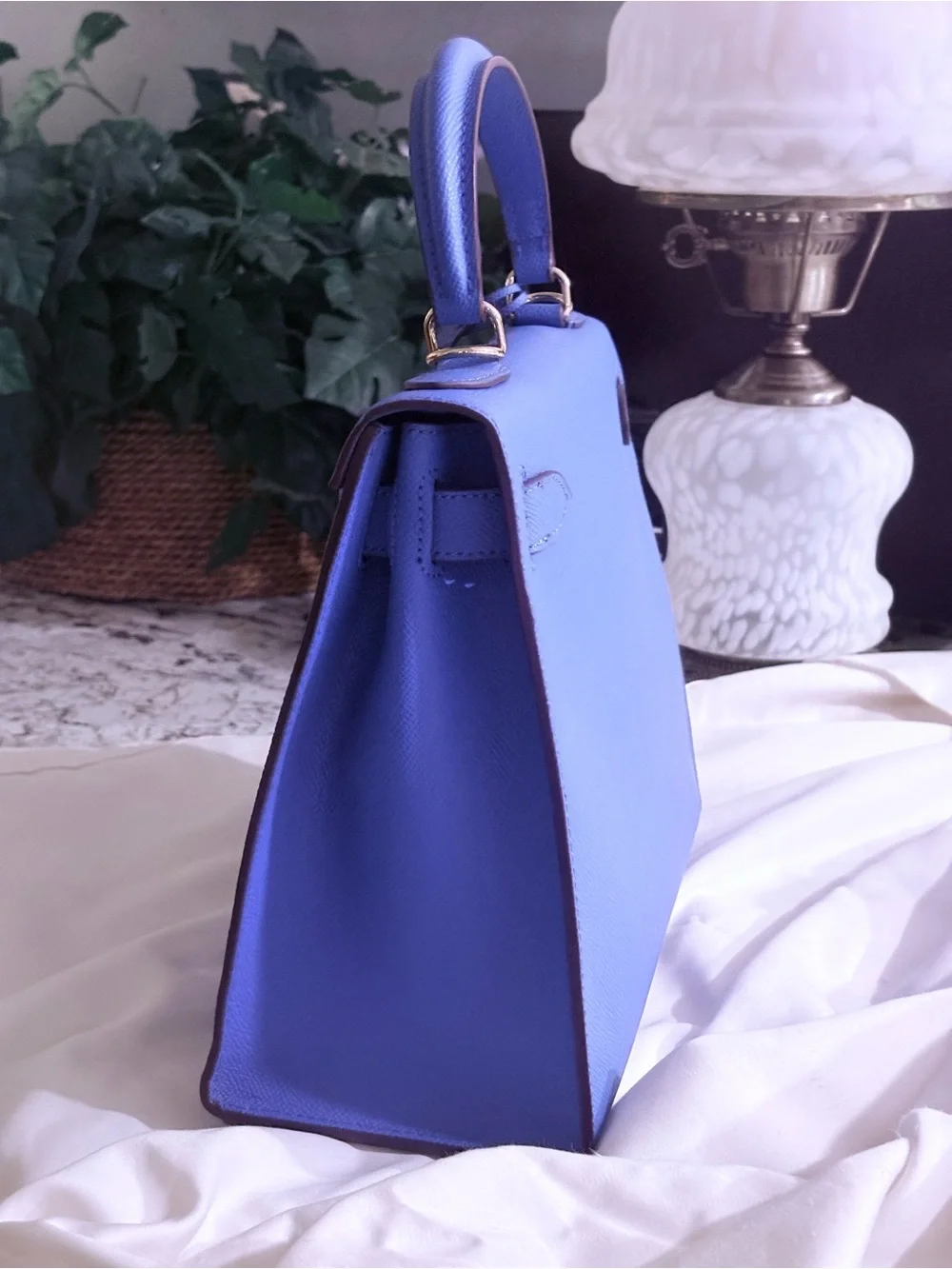 Lily & Bean “Evie” Leather Purse, in Cobalt Blue, 28 cm — LIKE NEW!
